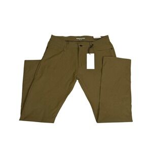 Kenneth Cole New York Mens Slim Fit Tech Pant Olive Green 34x30 Flex Stretch NEW